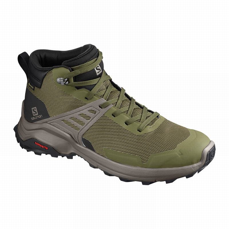 Zapatillas Trekking Salomon Hombre Verde Oliva / Negras - Salomon Argentina X RAISE MID GORE-TEX ,35